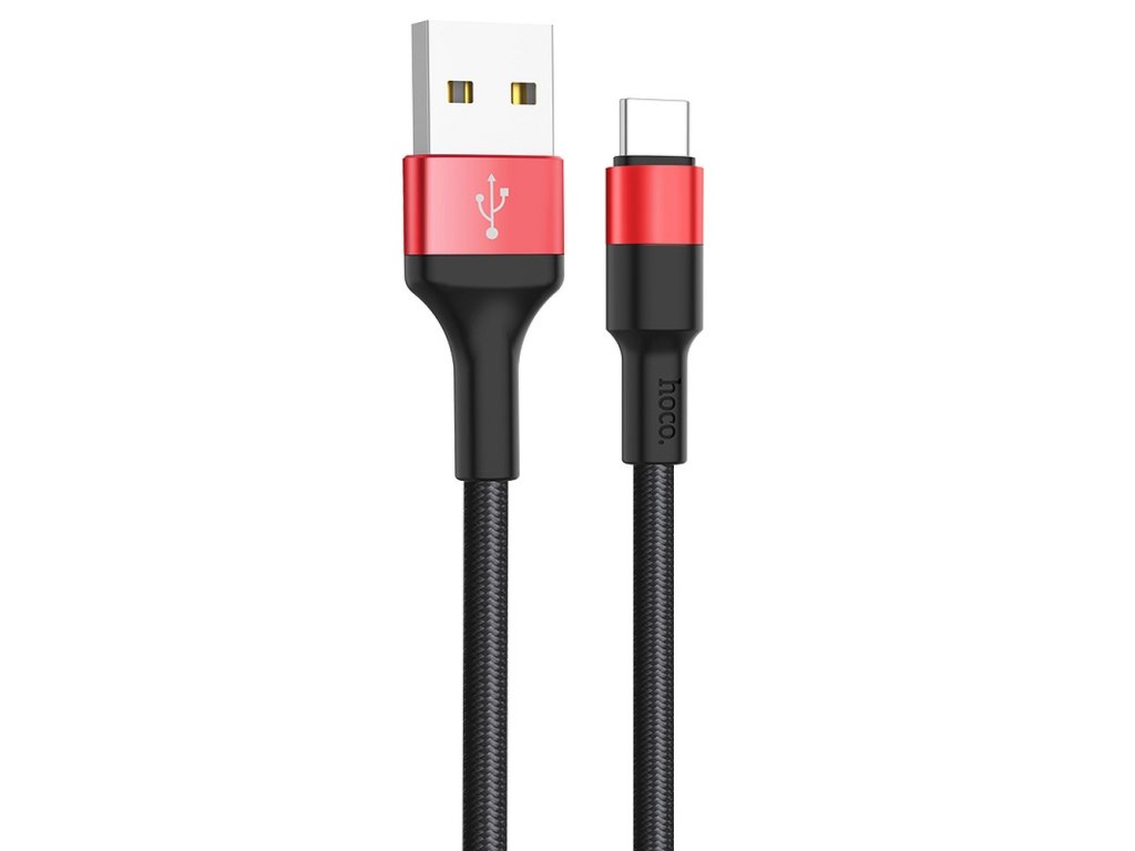 10582 hoco datovy kabel xpress charge x26 usb a na usb type c 10w 2a 1 0 m cierny cerveny