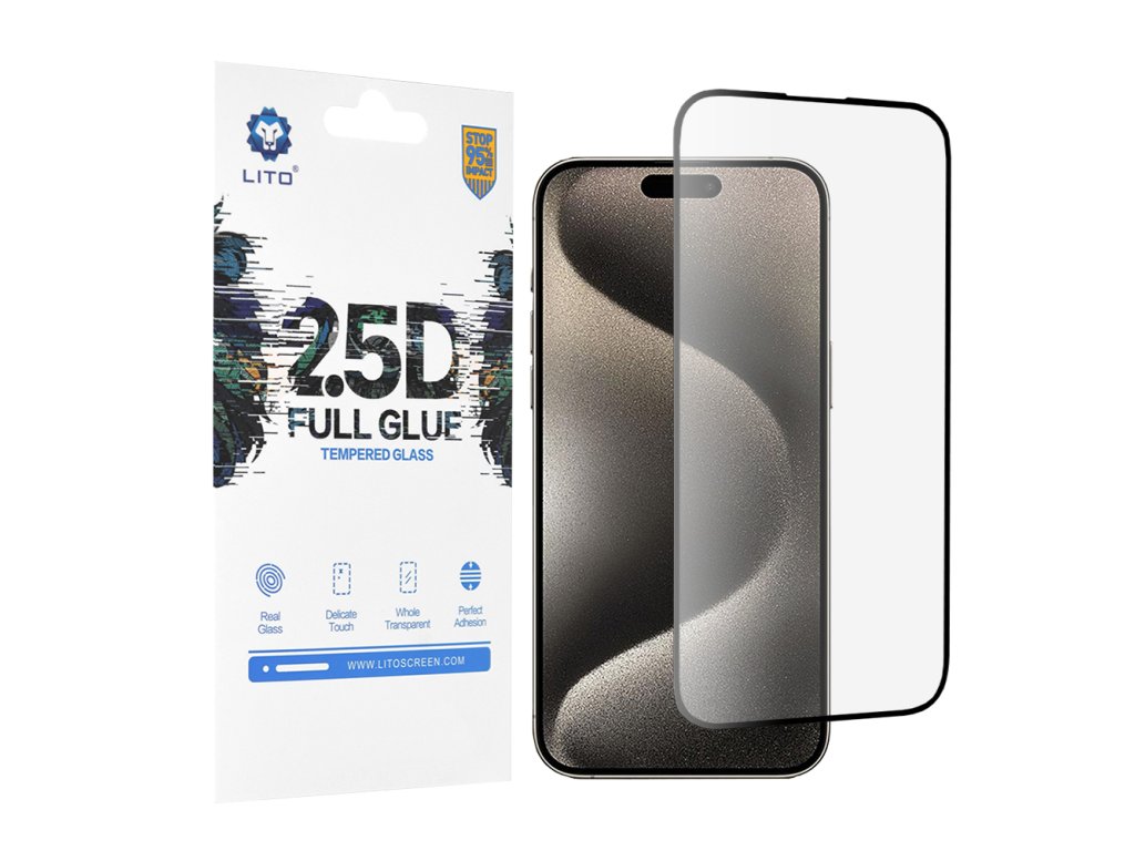 47310 lito 2 5d fullglue glass iphone 15 pro max tvrdene sklo cierne