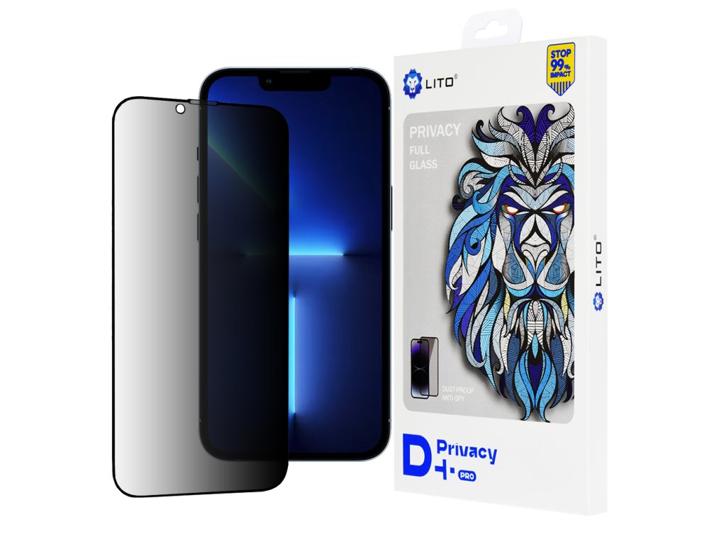 50643 1 lito d pro privacy tvrdene sklo pre iphone 13 pro max iphone 14 plus cierne s ochranou sukromia
