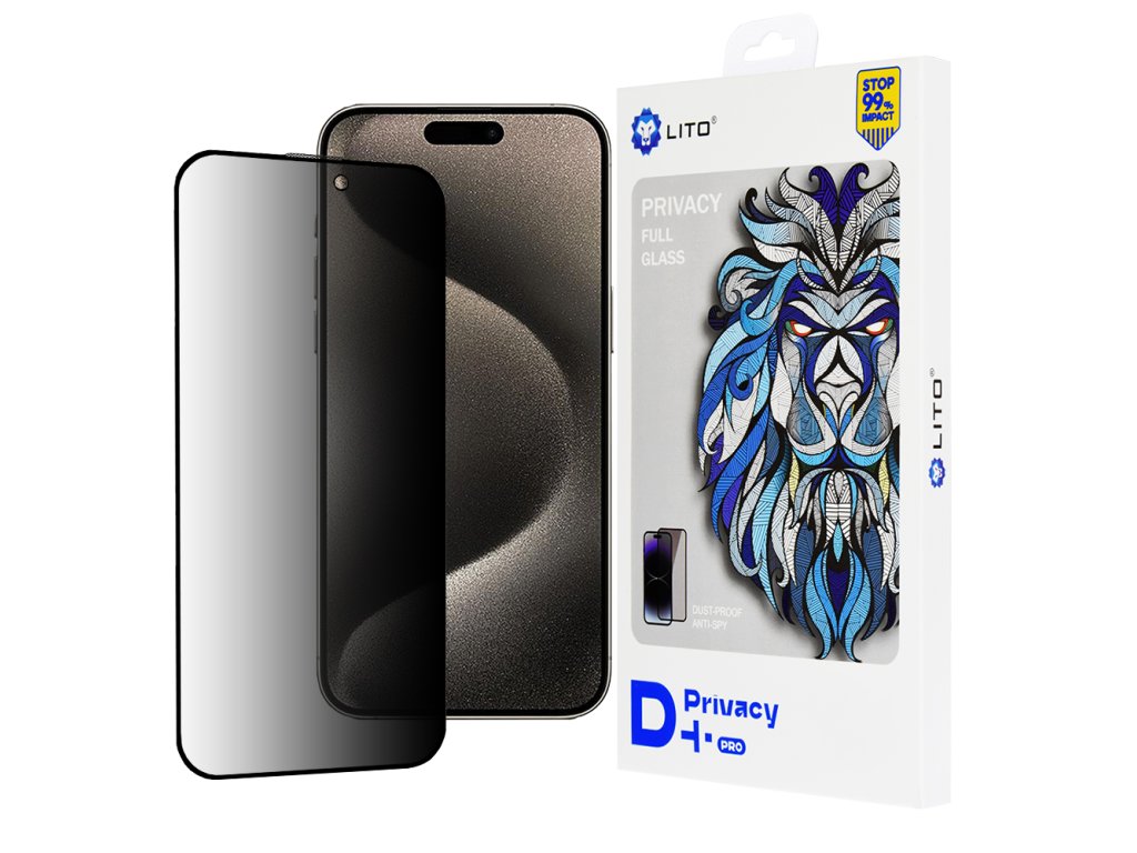 50652 1 lito d pro privacy tvrdene sklo pre iphone 15 pro max cierne s ochranou sukromia