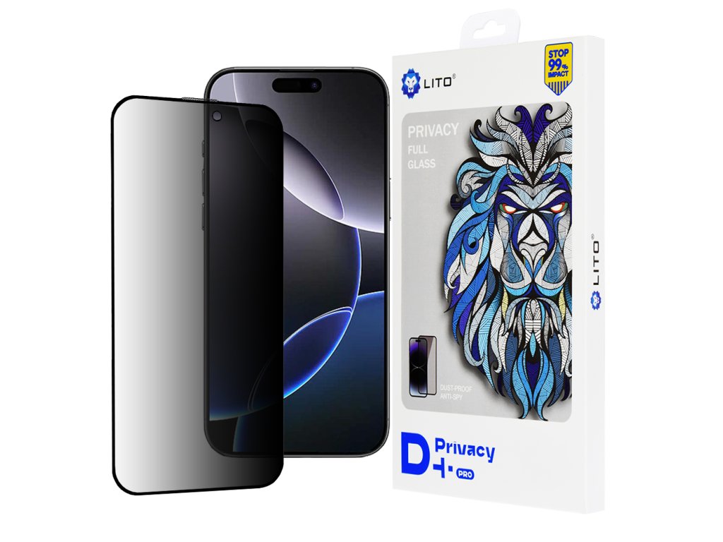 51282 1 lito d pro privacy tvrdene sklo pre iphone 16 pro max cierne s ochranou sukromia