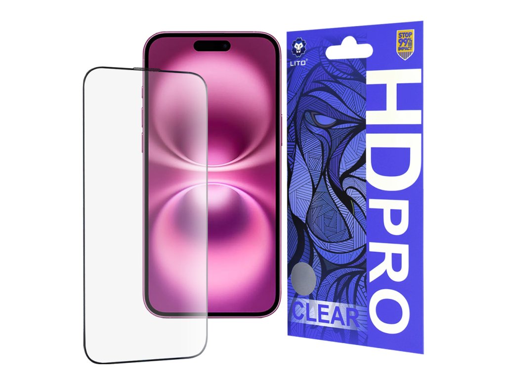 37849 1 lito hd pro clear ochranne sklo pre iphone 16 plus cierne
