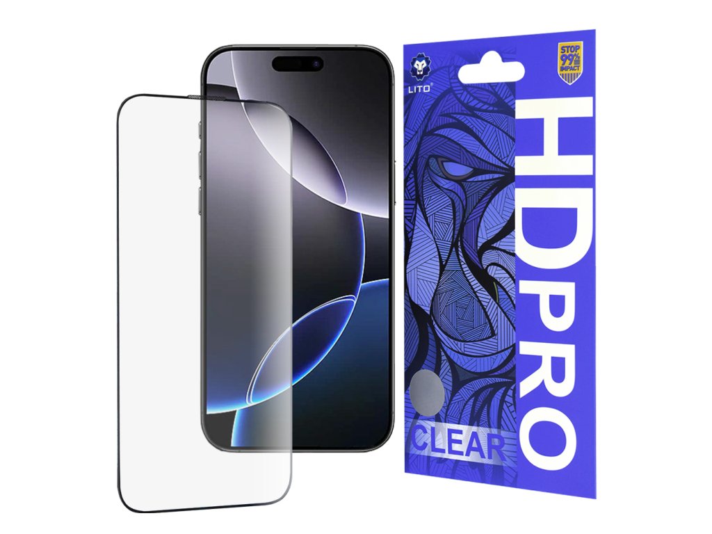 37855 1 lito hd pro clear ochranne sklo pre iphone 16 pro max cierne