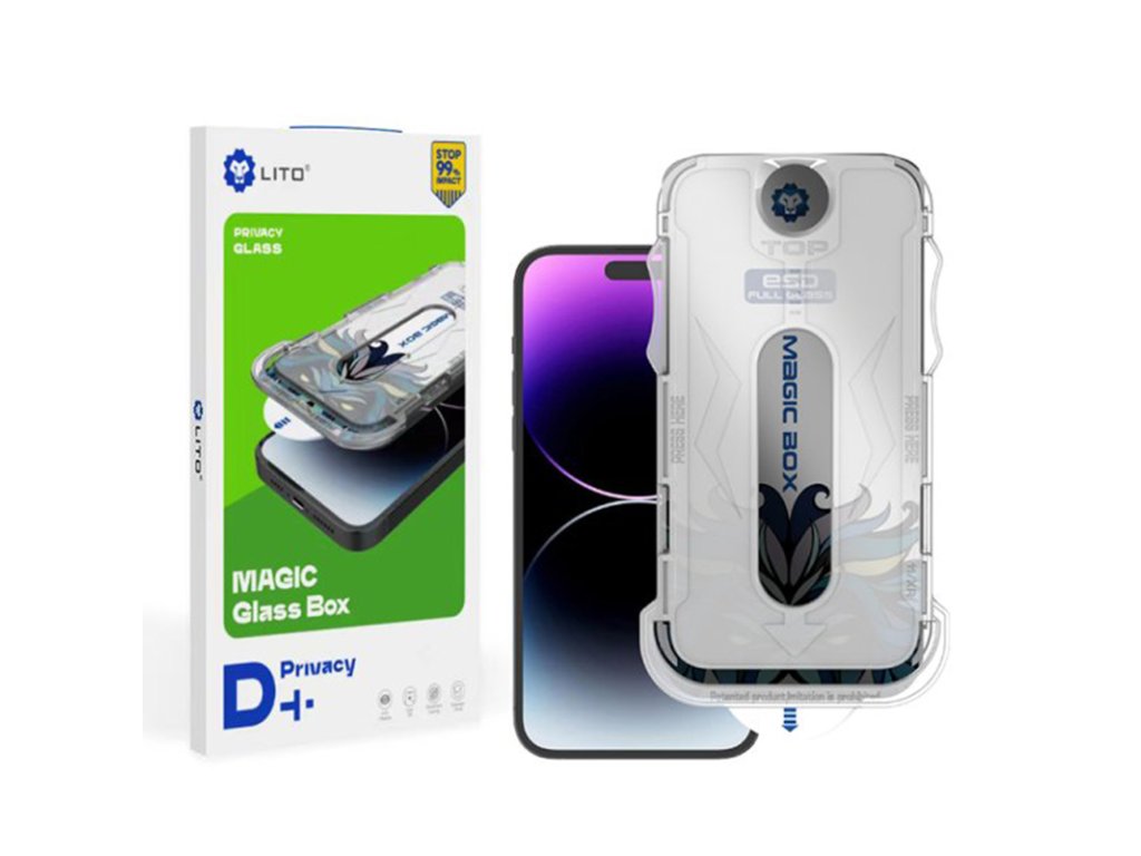52011 lito magic glass box d tools tvrdene sklo pre iphone 16 plus s ochranou sukromia