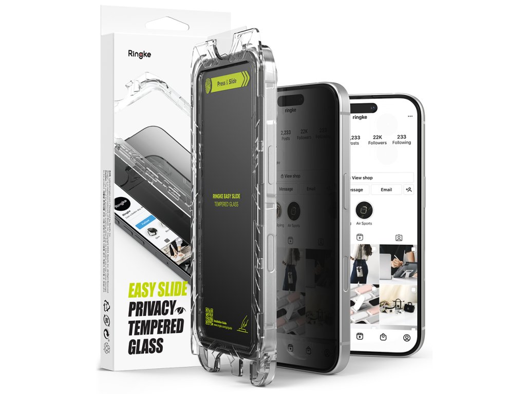 51072 ringke easy slide tempered glass 2 ks tvrdene sklo pre iphone 16 pro s ochranou sukromia