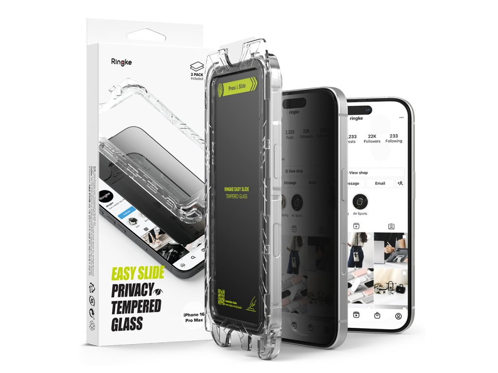 51027 ringke easy slide tempered glass 2 ks tvrdene sklo pre iphone 16 pro max s ochranou sukromia