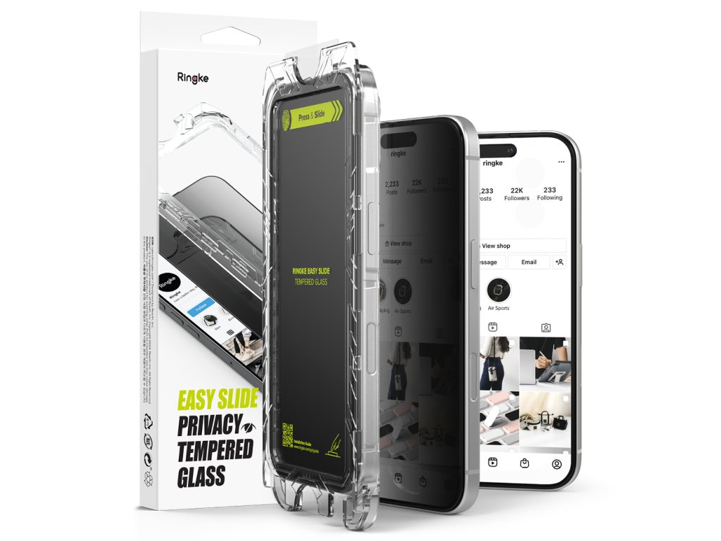38627 ringke easy slide tempered glass privacy ochranne sklo 2 ks iphone 16 plus iphone 15 plus privacy
