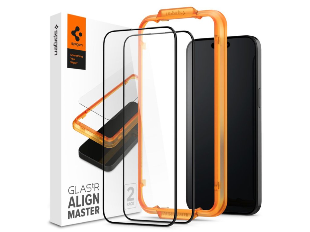 22131 spigen glas tr align master 2 balenia ochranne sklo na iphone 15 pro max cierna