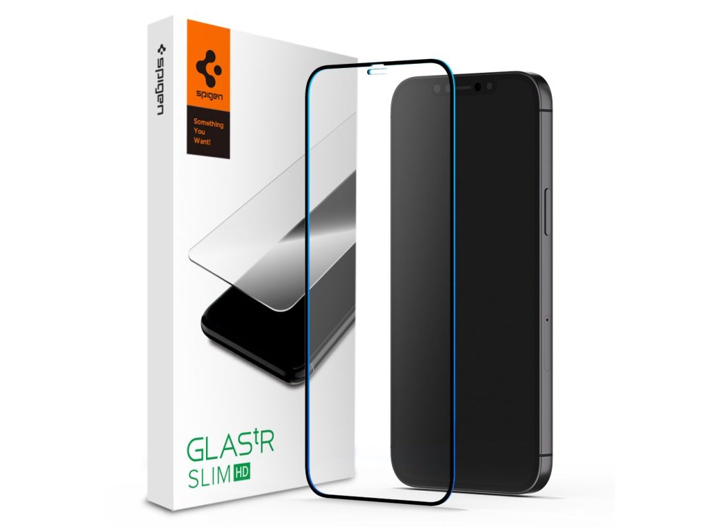 10387 spigen glas tr slim ochranne sklo na iphone 12 12 pro cierny