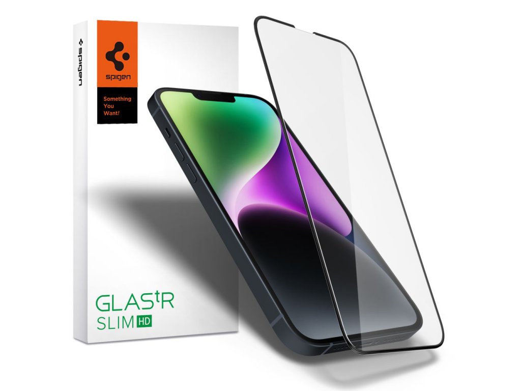 58434 spigen glas tr slim tvrdene sklo pre iphone 13 iphone 13 pro iphone 14 iphone 16e cierne