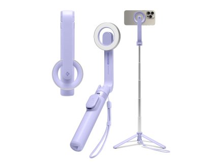 41820 spigen selfie stick s571w kompatibilny s magsafe s tripodom stabilny bluetooth pre ios a android levandulova