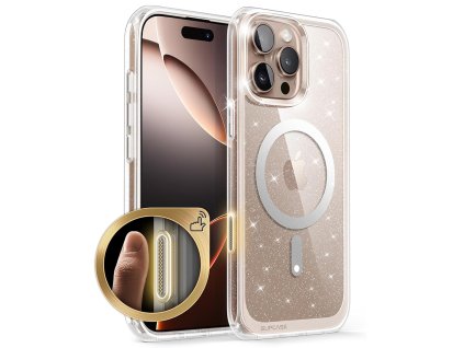 42375 supcase unicorn beetle slim clear magsafe obal pre iphone 16 ruzova s trblietkami