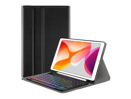 38168 techsuit cozytab ochranne puzdro s drziakom na ceruzku bezdrotovou rgb magnetickou klavesnicou ipad 10 2 2019 2020 2021 cierne