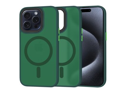 50496 techsuit halofrost magsafe series puzdro pre iphone 15 pro tmavozelene midnight green