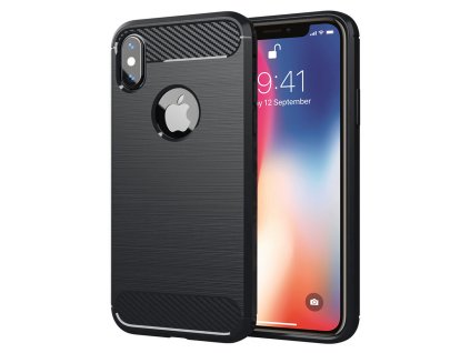 12271 techsuit karbonovy silikon ochranny obal na iphone x xs cierny