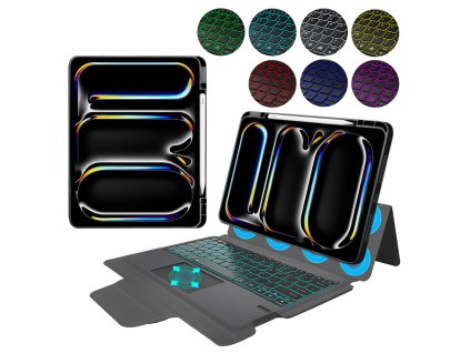 35617 techsuit keytab pro puzdro s rgb bezdrotovou klavesnicou a drziakom na stylus ipad pro 13 2024 cierne