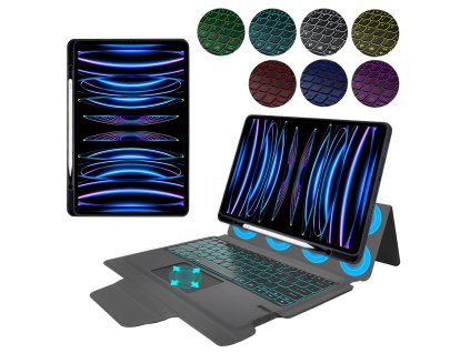 35509 techsuit keytab pro puzdro s rgb klavesnicou a drziakom na stylus ipad pro 12 9 2018 2020 2021 2022 air 13 2024 cierne