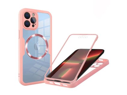 57093 techsuit kryt colorverse 360 magsafe ochranne sklo pre iphone 13 pro ruzovy