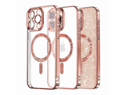 56688 techsuit kryt luxury glitter s magsafe pre iphone 13 pro max ruzovo zlaty