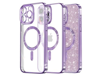 56685 techsuit kryt luxury glitter s magsafe pre iphone 13 pro max svetlo fialovy