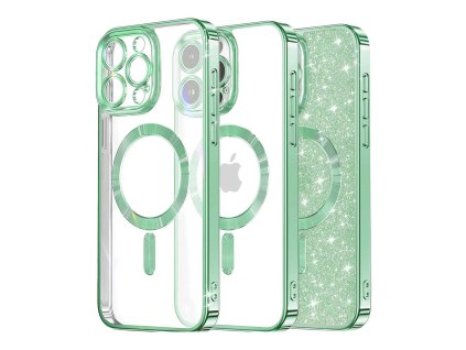 56682 techsuit kryt luxury glitter s magsafe pre iphone 13 pro max svetlo zeleny
