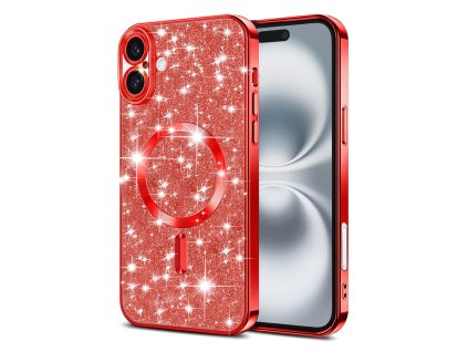 57054 techsuit kryt luxury glitter s magsafe pre iphone 16 plus cerveny