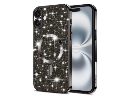 57048 techsuit kryt luxury glitter s magsafe pre iphone 16 plus cierny