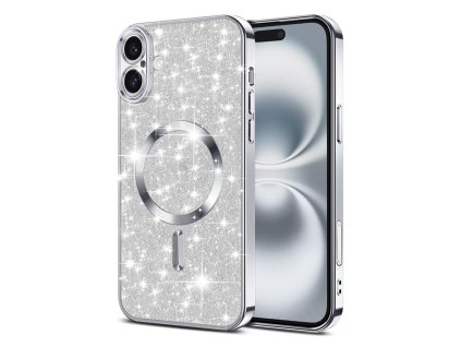 57060 techsuit kryt luxury glitter s magsafe pre iphone 16 plus strieborny