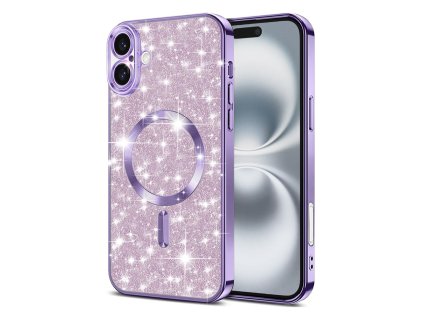 57075 techsuit kryt luxury glitter s magsafe pre iphone 16 plus svetlo fialovy