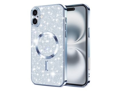 57066 techsuit kryt luxury glitter s magsafe pre iphone 16 plus svetlo modry