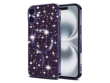 57069 techsuit kryt luxury glitter s magsafe pre iphone 16 plus tmavo fialovy
