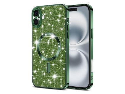 57051 techsuit kryt luxury glitter s magsafe pre iphone 16 plus tmavo zeleny
