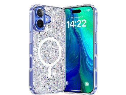 56892 techsuit kryt sparkly glitter s magsafe pre iphone 16 plus biely