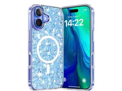 56898 techsuit kryt sparkly glitter s magsafe pre iphone 16 plus modry