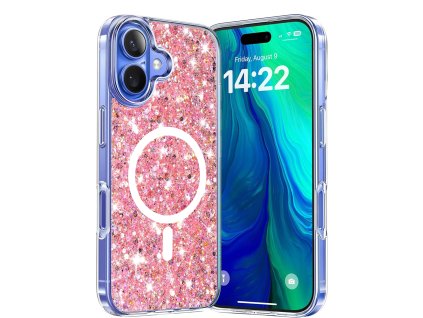 56895 techsuit kryt sparkly glitter s magsafe pre iphone 16 plus ruzovy