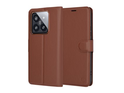 36769 6 techsuit leather folio otvaracie ochranne puzdro xiaomi 14 pro hnede