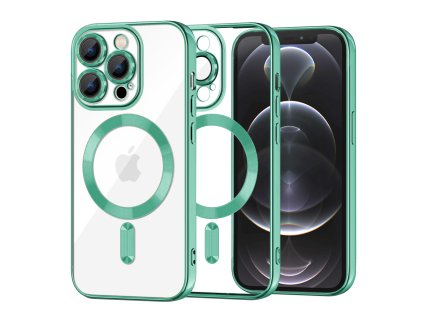 49923 techsuit luxury crystal magsafe puzdro pre iphone 12 pro svetlozelene light green