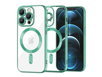 49896 techsuit luxury crystal magsafe puzdro pre iphone 12 pro max svetlozelene light green