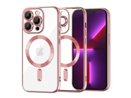 49932 techsuit luxury crystal magsafe puzdro pre iphone 13 pro ruzove pink