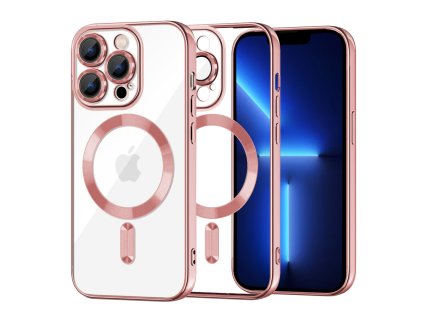 49956 techsuit luxury crystal magsafe puzdro pre iphone 13 pro max ruzove pink