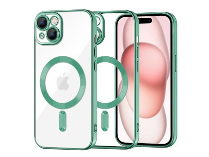 50025 techsuit luxury crystal magsafe puzdro pre iphone 15 svetlozelene light green