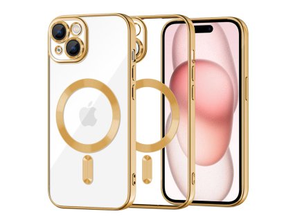 50019 techsuit luxury crystal magsafe puzdro pre iphone 15 zlate gold