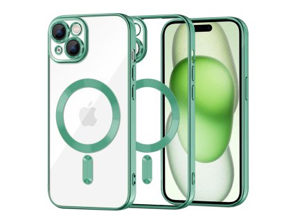 50067 techsuit luxury crystal magsafe puzdro pre iphone 15 plus svetlozelene light green