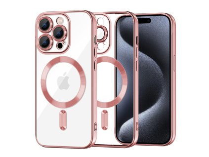 50031 techsuit luxury crystal magsafe puzdro pre iphone 15 pro ruzove pink