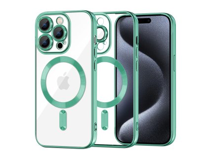50046 techsuit luxury crystal magsafe puzdro pre iphone 15 pro svetlozelene light green
