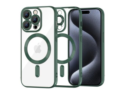 50043 techsuit luxury crystal magsafe puzdro pre iphone 15 pro tmavozelene deep green