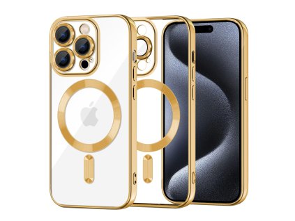 50040 techsuit luxury crystal magsafe puzdro pre iphone 15 pro zlate gold