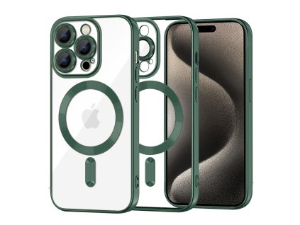 50085 techsuit luxury crystal magsafe puzdro pre iphone 15 pro max tmavozelene deep green