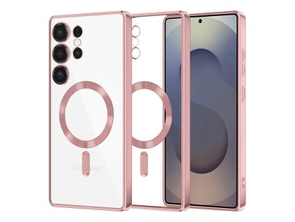 53442 techsuit luxury crystal magsafe puzdro pre samsung galaxy s25 ultra ruzove pink
