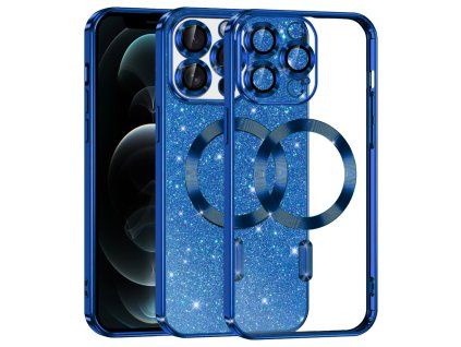 32164 7 techsuit luxury glitter magsafe obal na iphone 12 pro deep modra